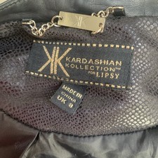 Lipsy Kardashian Kollection Black Faux Leather Biker Jacket Size 8 Zip