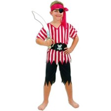 Boys Pirate Costume Caribbean Child Kids Buccaneer Fancy Dress Book Week Day