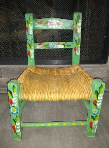 Vintage child size wood wicker - child,