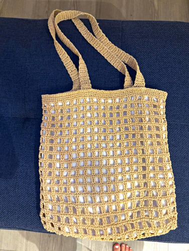 Handmade beige crochet straw - crochet,