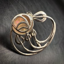 Vintage Kit Heath Sterling Silver Brooch with Opal, 925, 2.86g