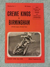 CREWE SPEEDWAY 1973 ORIGINAL