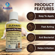 Clearit Dog Cat Pet Ear Powder Traditional Formula Fast Acting Highly Effective!