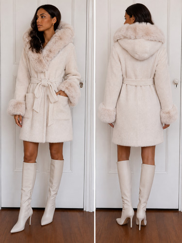 Italian warm cream alpaca coat