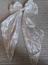 Lace Flowery Plain Oversize Silky Large Hair Bow With Tail Barrette Clip Gift UK