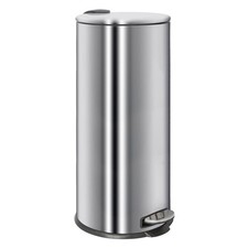 1x Chrome 30L Round Stainless Steel Kitchen Pedal Bin Rubbish Waste Dustbin