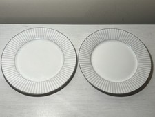 MARKS & SPENCERS HOME Pair of HAMPTON Grey Stripe Side Salad Plates 8” x 2