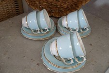 VINTAGE COLCLOUGH BALLET BLUE BONE CHINA TEA SET