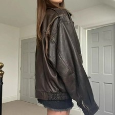 Oversized Brown Leather Jacket