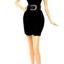 Barbie Donna Karan Black Sarong Skirt Faux Leather BeltGolden Buckle
