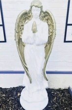 stunning white and Gold stone Angel statue 