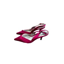 Y2K 00s Wallis Satin Fuchsia Pink Slingback Kitten Heels