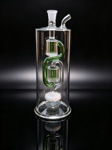 Glass bong double recycler - glass,