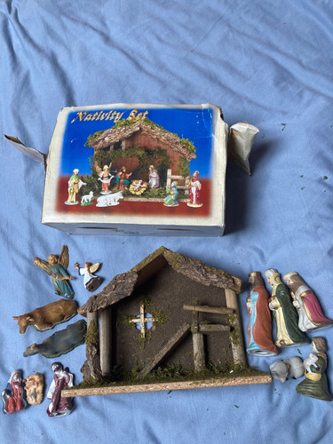 Vintage nativity set wood - vintage,