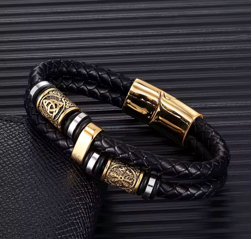 Mens viking bracelet black - viking,