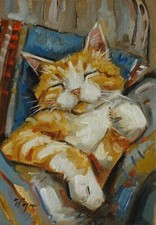 Oil painting of a ginger / orange cat - original portrait by UK artist j payne