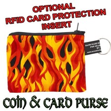 Flames Coin/Card Purse Cash Money Wallet  RFID Protection Flaming Hell Fire