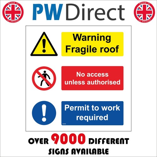 Sign warning fragile roof - warning,