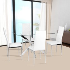 Rectangular Dining Table and 4 Chairs Padded Seat Kitchen Dining Room Lounge