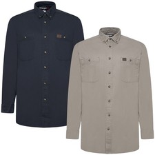 New Mens Wrangler Riggs Shirt 100 Cotton Twill Workwear Top Button Pocket Casual