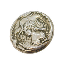 Art Nouveau Sterling Silver Fairy Pattern Dress Button Antique 1902 Birmingham