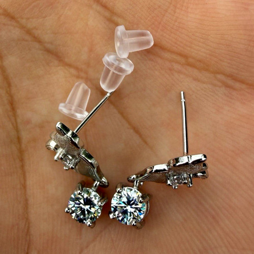 Moissanite stud earrings round - stud,