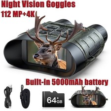 ✅4K 112MP Night Vision Goggles Infrared Digital Binoculars 12X Zoom for Darkness