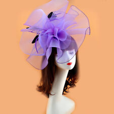 Wedding Royal Ascot Race LARGE Feather Flower Hair Hat Fascinator cilp Party