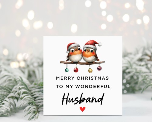 Husband christmas card cute - christmas,