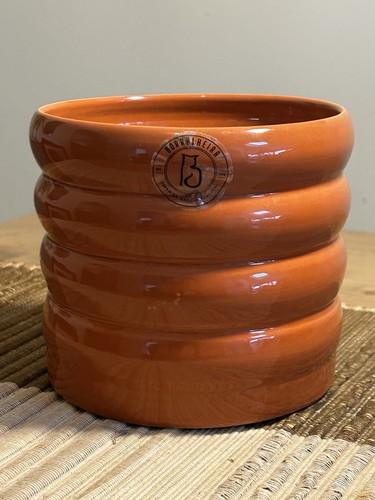 Vintage orange glazed ribbed - glazed,