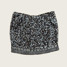 Gudi couture neutral grey beaded sequin mini skirt size 6