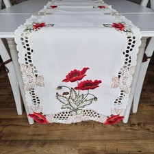 Embroidered Table Runner Cream