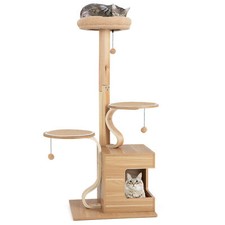 Wooden Cat Tree 129cm Tall Cat