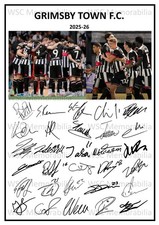11861. 2025-26 Grimsby Town Signed Team Photo Sheet (PRINTED AUTOGRAPH - A4)