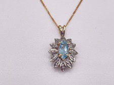 9ct Gold Blue Topaz & Diamond