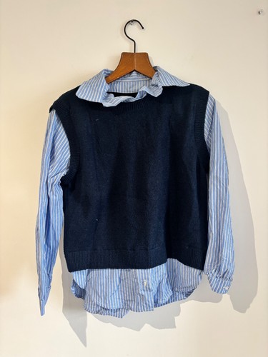Navy knit vest blue - navy,