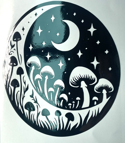 Mushroom moon decal vinyl - 1x,