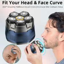 Electric Head Shaver for Bald Men 6D Magnetic Razor Wet/Dry Beard Hair Trimmer 