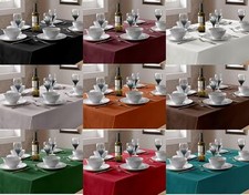 1 x Hardwearing Select Plain Linen Look Thick Table Cloths & Runner - FREE POST