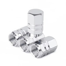 Silver tyre valve dust caps - valve,