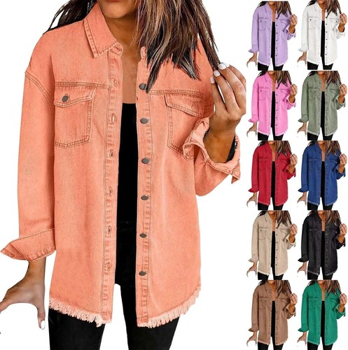 Women denim jacket oversized - denim,