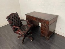 CHESTERFIELD PEDESTAL DESK & GAINSBOROUGH SWIVLE OFFICE CHAIR IN OXBLOOD RED