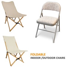 NEW DELUXE STRONG STEEL METAL FRAME FABRIC PADDED FOLDING OFFICE BACK REST CHAIR