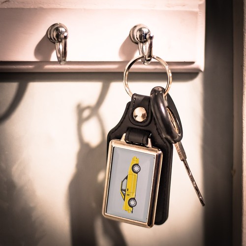 Leather look key ring - ring, gift
