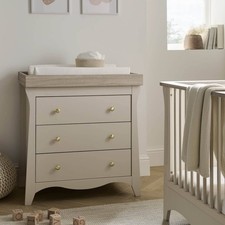 Baby Dresser Changer - Clara Cashmere & Ash Changing Table with 3 Drawers
