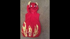 Child’s Little Red Devil Fancy Dress Hooded Costume For Halloween One Size 116cm