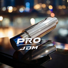 LARGE 4" Flat Tip JDM BLUE Stainless Steel Exhaust Back Box 3" Inlet Universal