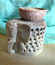 Hand carved soapstone Elephant wax melt burner/aromatherapy diffuser height 10cm