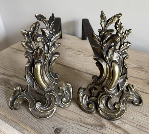 Antique brass fire dogs - antique,