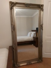 Extra Large Ornate Frame Leaner Wall Mirror Chrome/Silver, 170x90cm